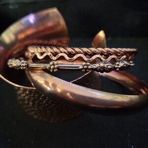 7-Piece Copper & Tiger’s Eye Bracelet Stack | Grounding Energy Jewelry